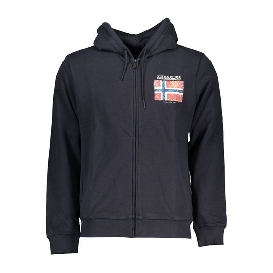 Napapijri Blue Cotton Hooded Sweater with Logo NA-28553-S