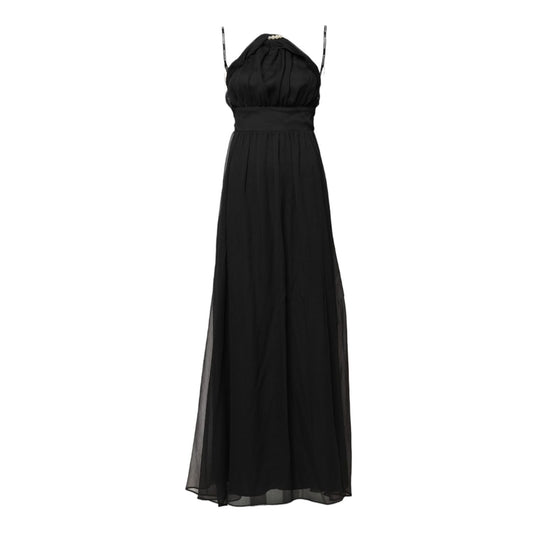 Marciano by Guess Black Tulle Pearl Sleeveless Long Gown Dress