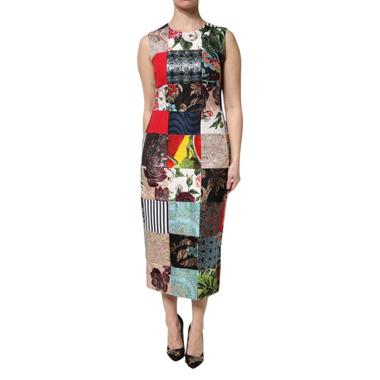Dolce & Gabbana Multicolor Patchwork Sleeveless Sheath Dress DR81505-44