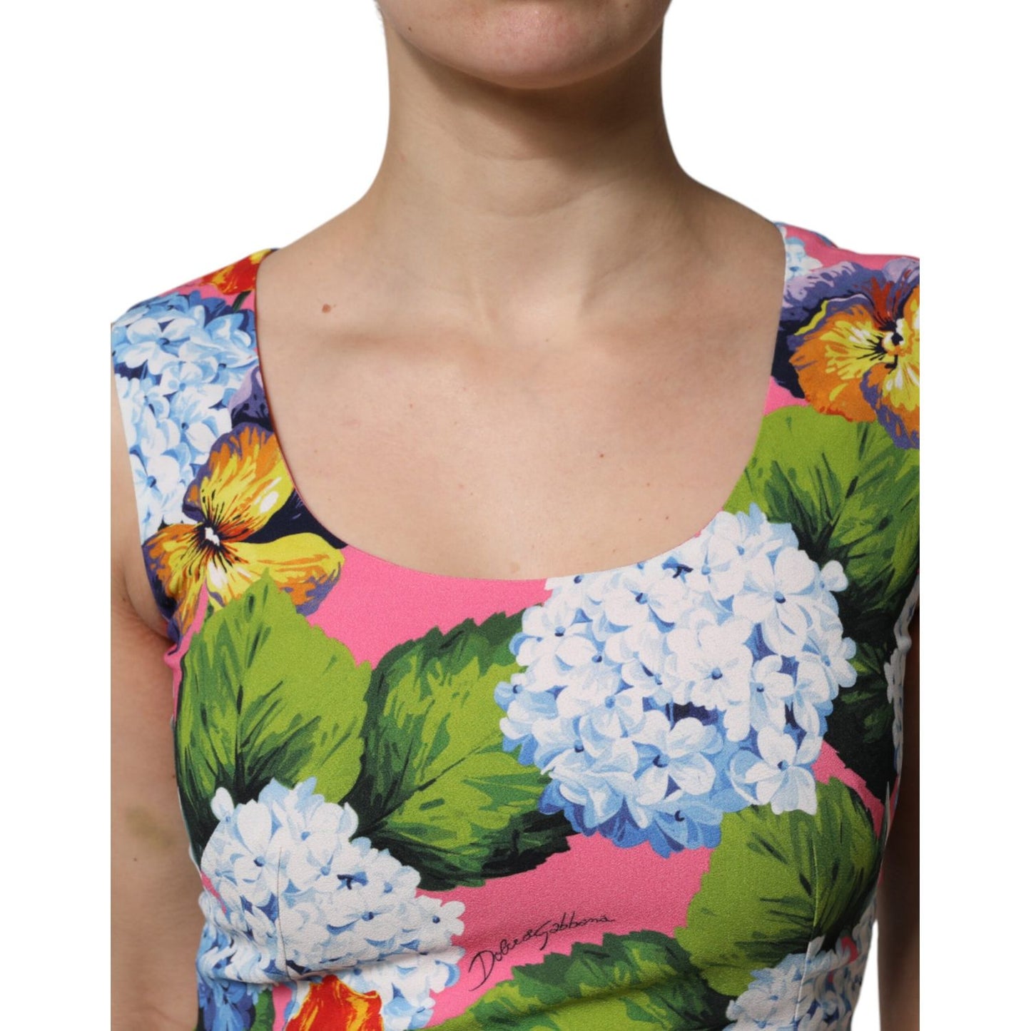Dolce & Gabbana Multicolor Floral Sleeveless Sheath Dress
