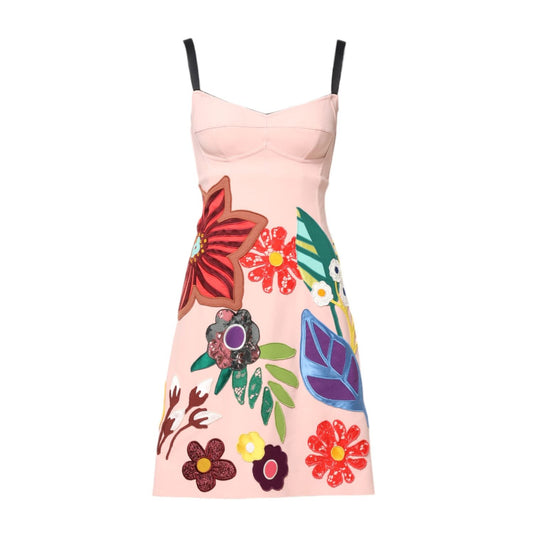 Dolce & Gabbana Pink Floral Print Spaghetti Strap Mini Dress DR281313-40