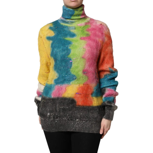 Dolce & Gabbana Multicolor Mohair Turtleneck Pullover Sweater THS90393-40