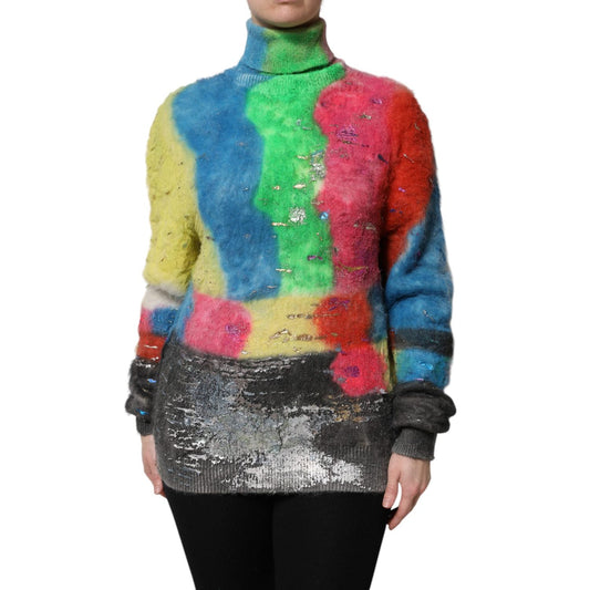 Dolce & Gabbana Multicolor Mohair Turtleneck Pullover Sweater THS90394-40