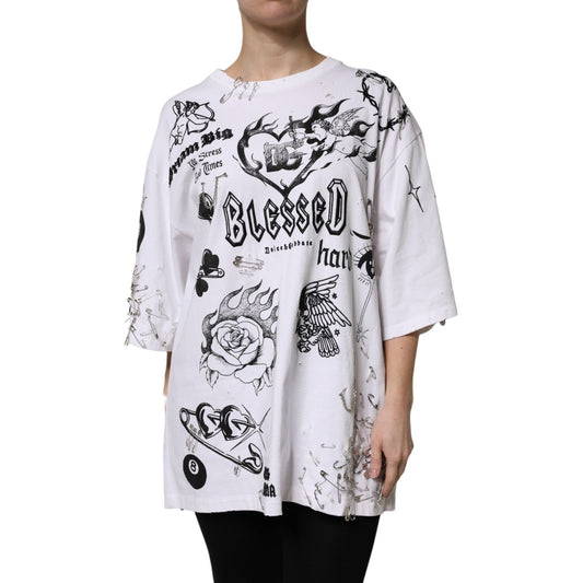 Dolce & Gabbana White Cotton DG BLESSED Printed T-shirt