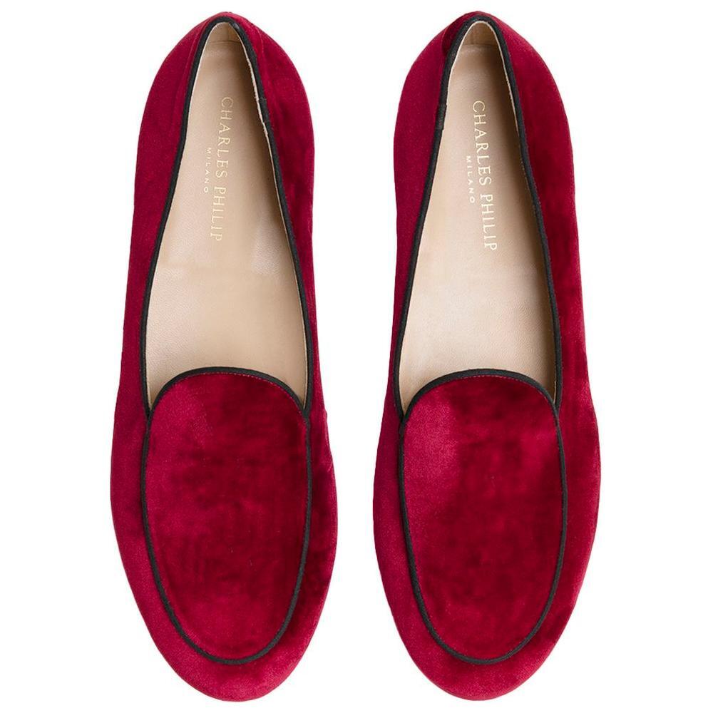 Charles Philip Red Velvet Loafer CH-15376-EU41/US8