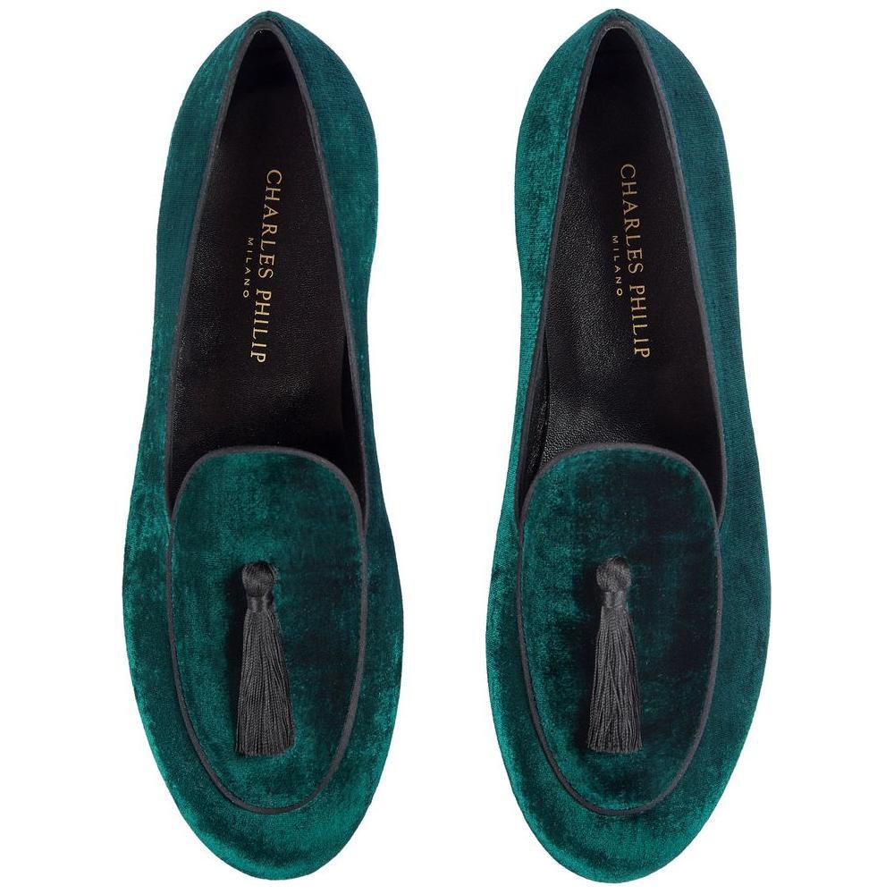 Charles Philip Green Velvet Loafer CH-15382-EU40/US7