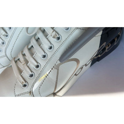 Dolce & Gabbana White Black Logo Portofino Men Sneaker Shoe