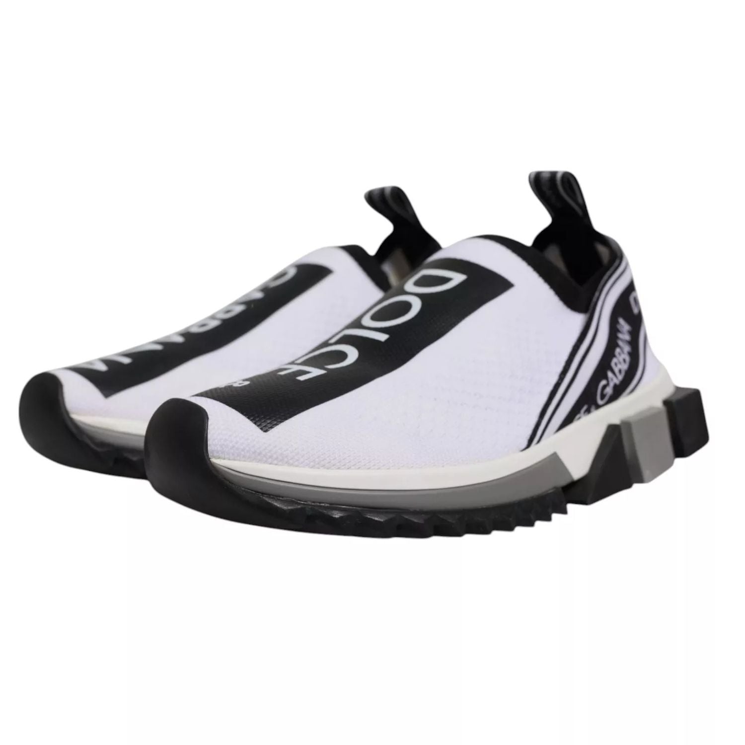 Dolce & Gabbana White Black Slip On Sorrento Sneakers Shoes