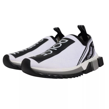 Dolce & Gabbana White Black Slip On Sorrento Sneakers Shoes