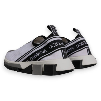 Dolce & Gabbana White Black Slip On Sorrento Sneakers Shoes