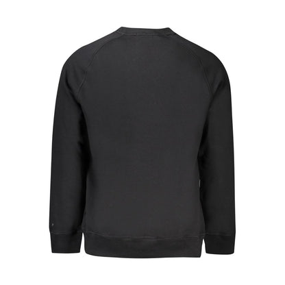 Back view of Timberland Black Cotton Men Sweater with long sleeves and crew neck. Crafted from cotton and polyester for comfort and style.