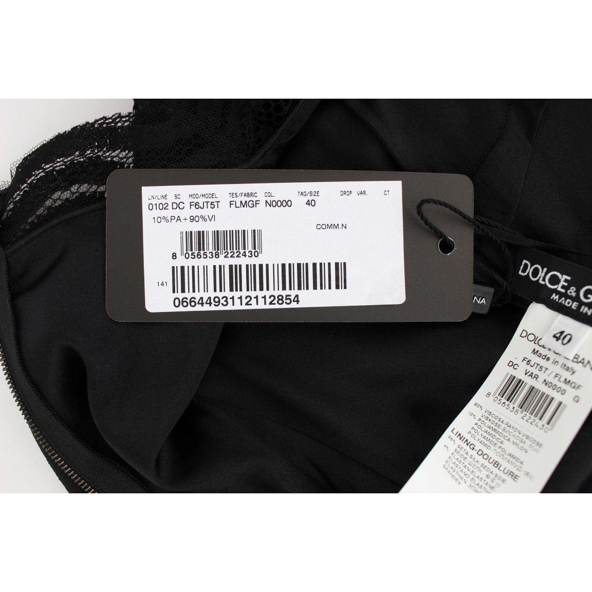 Dolce & Gabbana Black Floral Lace Long Ball Maxi Dress