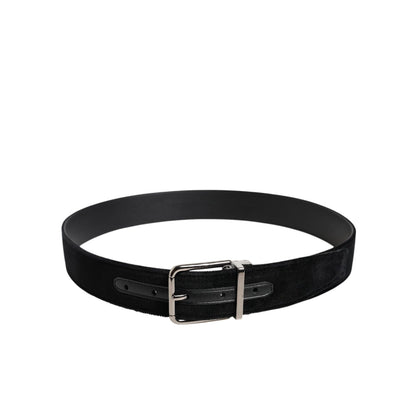 Dolce & Gabbana Black Cotton Silver Metal Buckle Belt