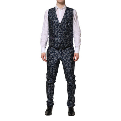 Dolce & Gabbana Blue MARTINI Star Jacquard 3 Piece Suit
