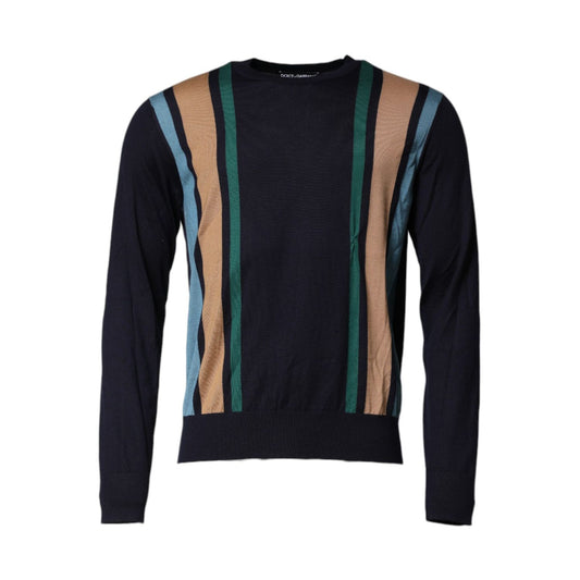Dolce & Gabbana Multicolor Stripes Crew Neck Pullover Sweater