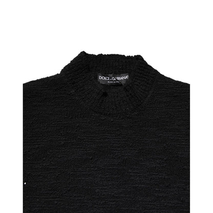 Dolce & Gabbana Black Wool Knit Crew Neck Pullover Sweater