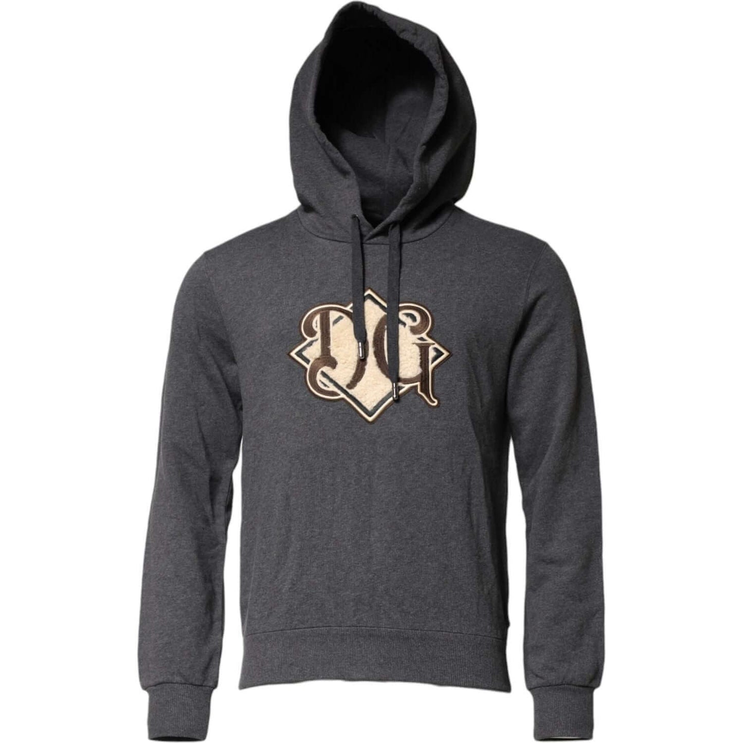 Dolce & Gabbana Gray Logo Patch Hooded Sweatshirt Sweater TSH90593-46