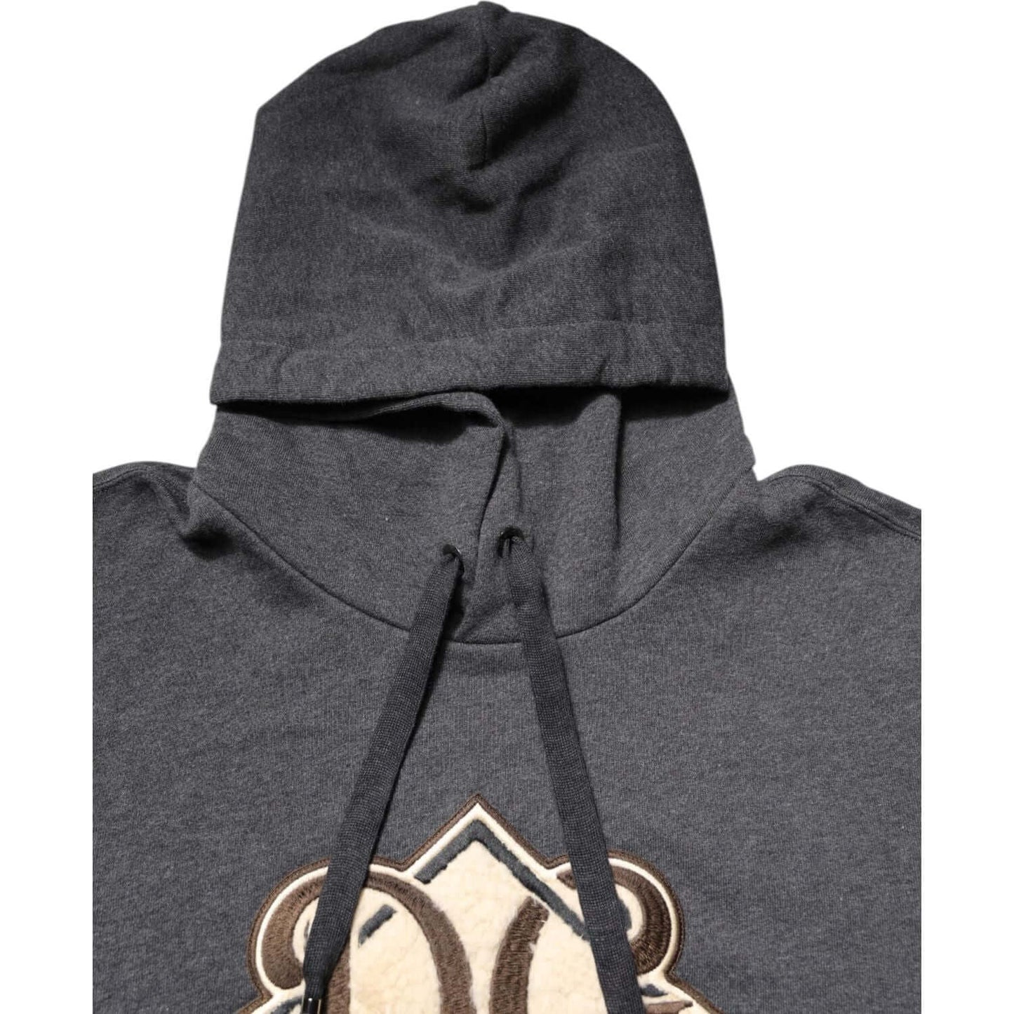 Dolce & Gabbana Gray Logo Patch Hooded Sweatshirt Sweater TSH90593-46