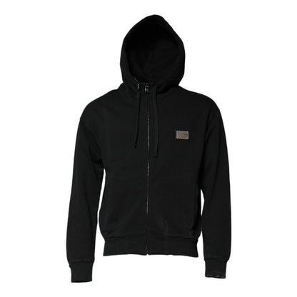 Dolce & Gabbana Black Logo Full Zip Hooded Men Sweatshirt Sweater Dolce & Gabbana