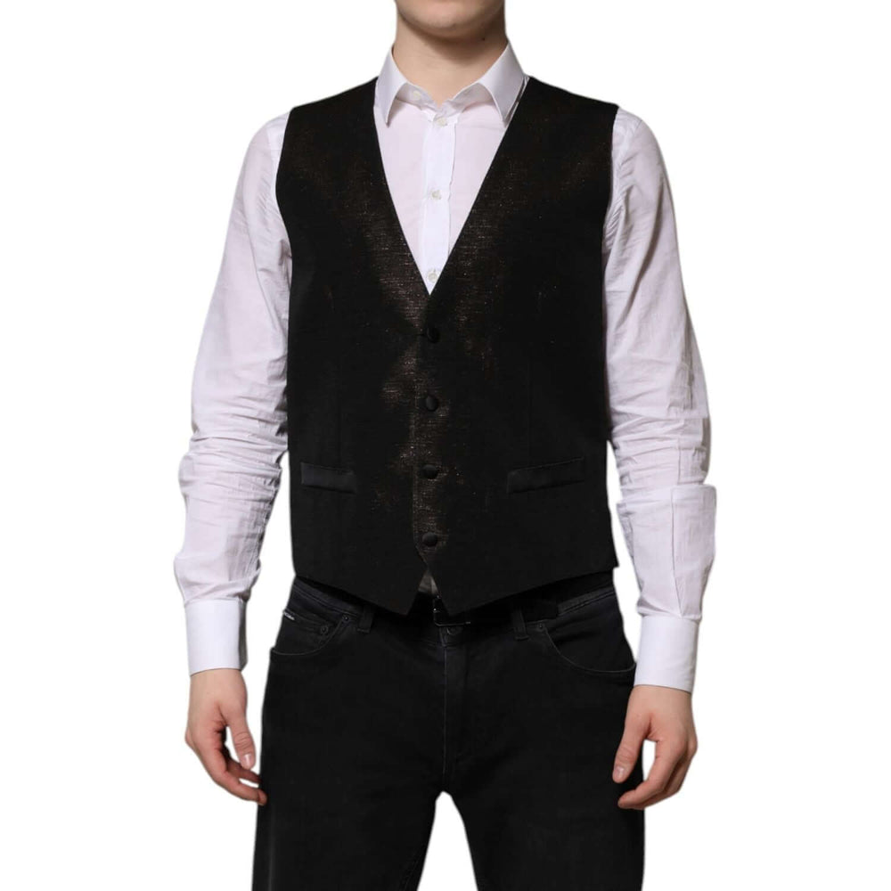 Dolce & Gabbana Dark Brown Dress Formal Men Waistcoat Vest TSH90465-50
