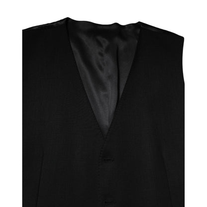 Dolce & Gabbana Black Wool Dress Formal Men Waistcoat Vest