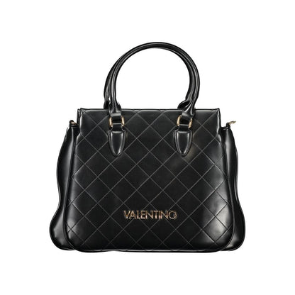 Mario Valentino Black Polyethylene Women Handbag with elegant quilted design and dual handles, showcasing urban sophistication.
