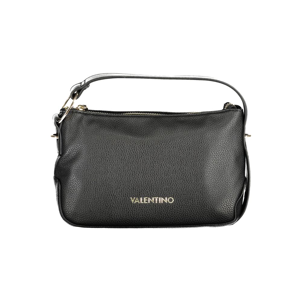 Mario Valentino Black Polyethylene Women Handbag with adjustable shoulder strap, featuring internal pocket and chic design for modern elegance.