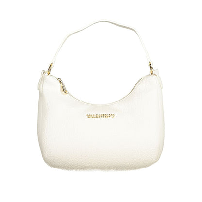 Mario Valentino White Polyethylene Women Handbag with polished eco-chic elegance featuring adjustable strap and secure zip closure.