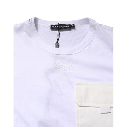 Dolce & Gabbana White Cotton Pocket Short Sleeves T-shirt
