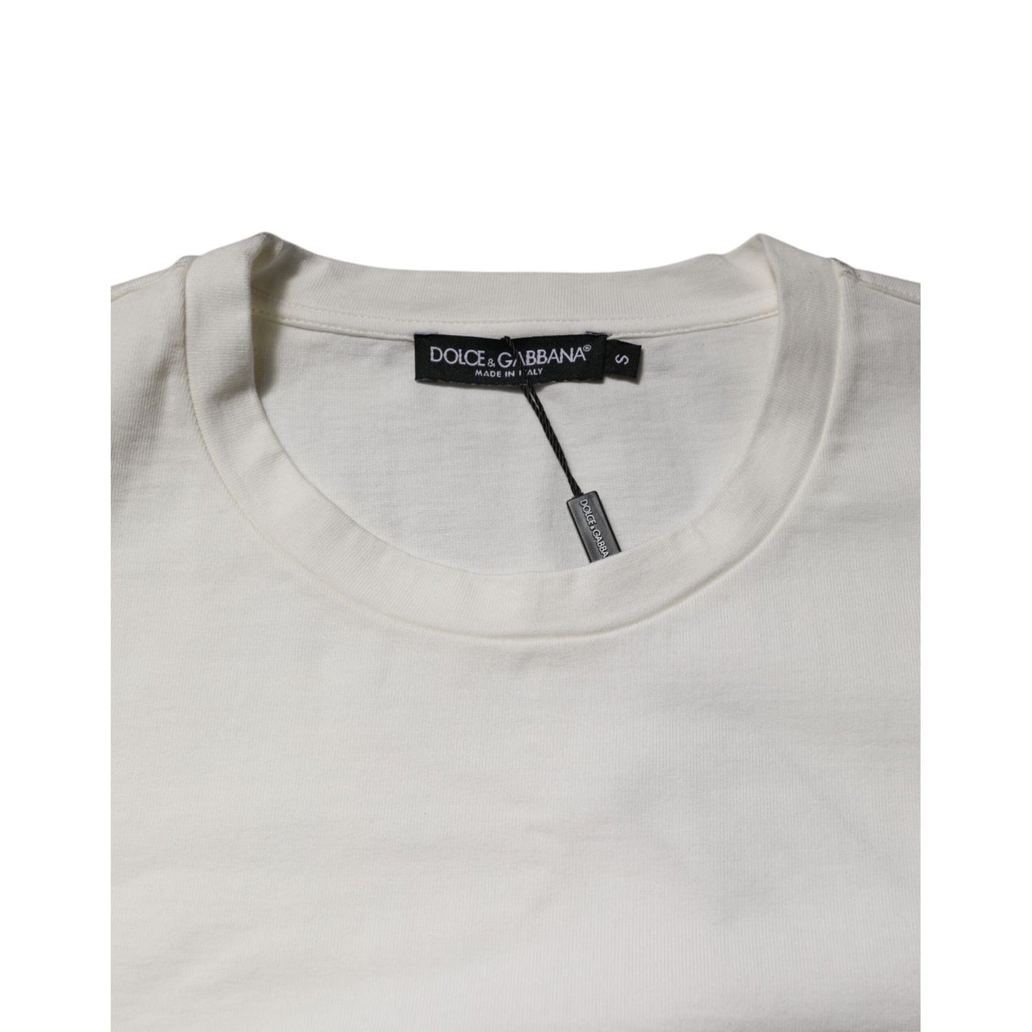 Dolce & Gabbana White Cotton DG Logo Print Round Neck T-shirt
