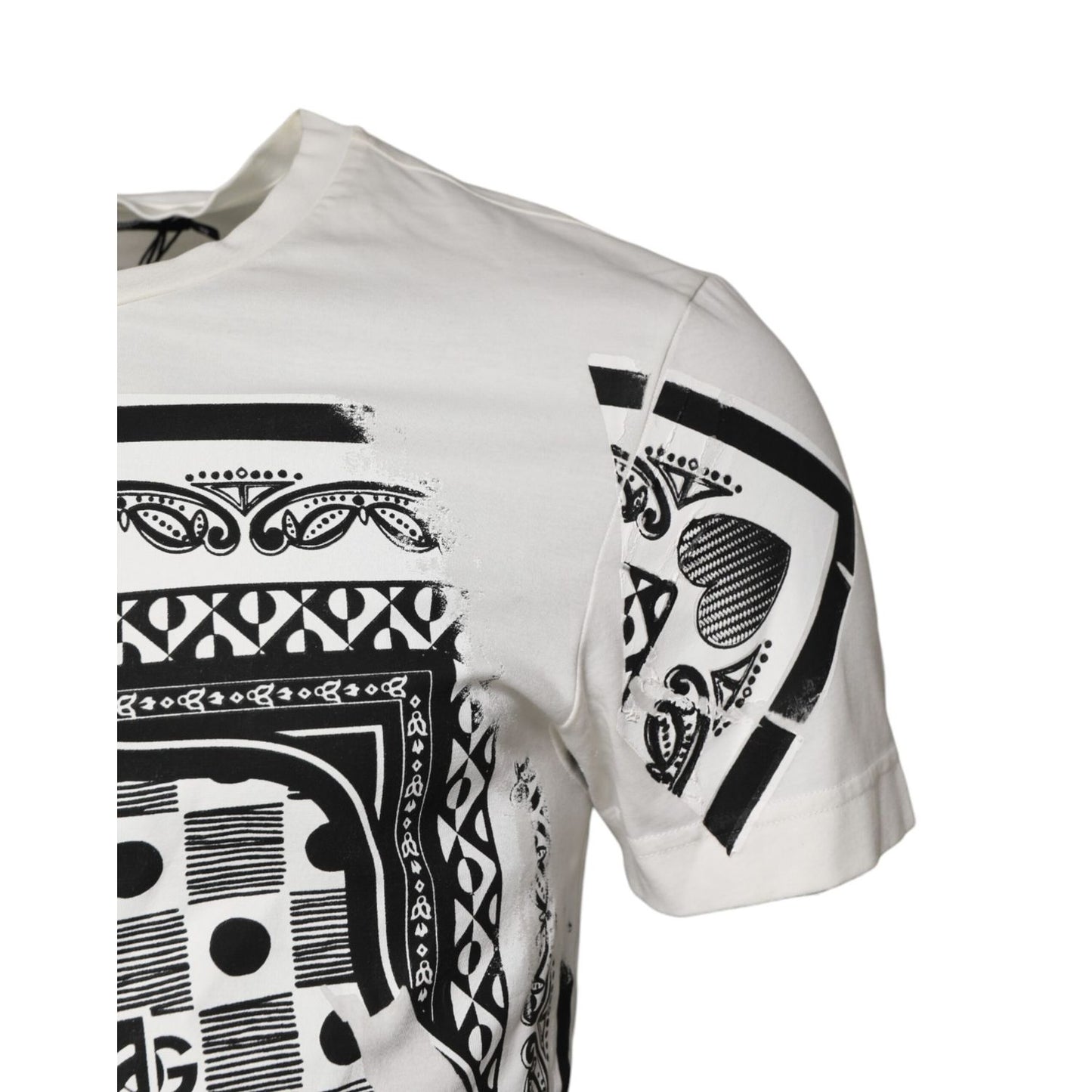 Dolce & Gabbana White Cotton Logo Bandana Print T-shirt