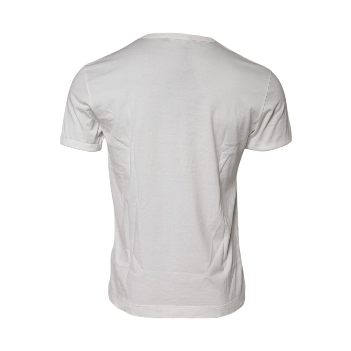 Dolce & Gabbana White Cotton DG Crown Embossed T-shirt Dolce & Gabbana