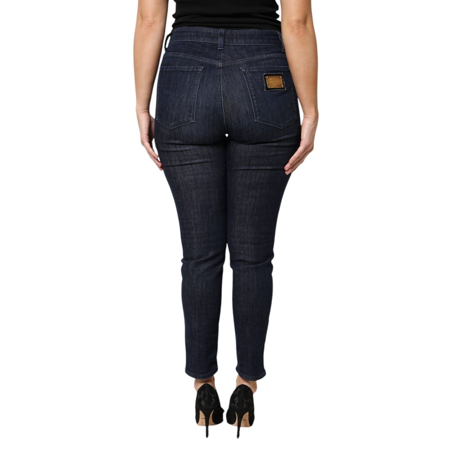 Dolce & Gabbana Dark Blue Cotton Skinny Cropped Denim Jeans