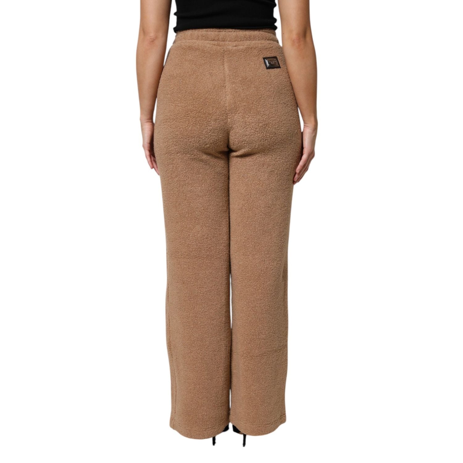 Dolce & Gabbana Brown Logo Plaque Sweatpants Straight Pants