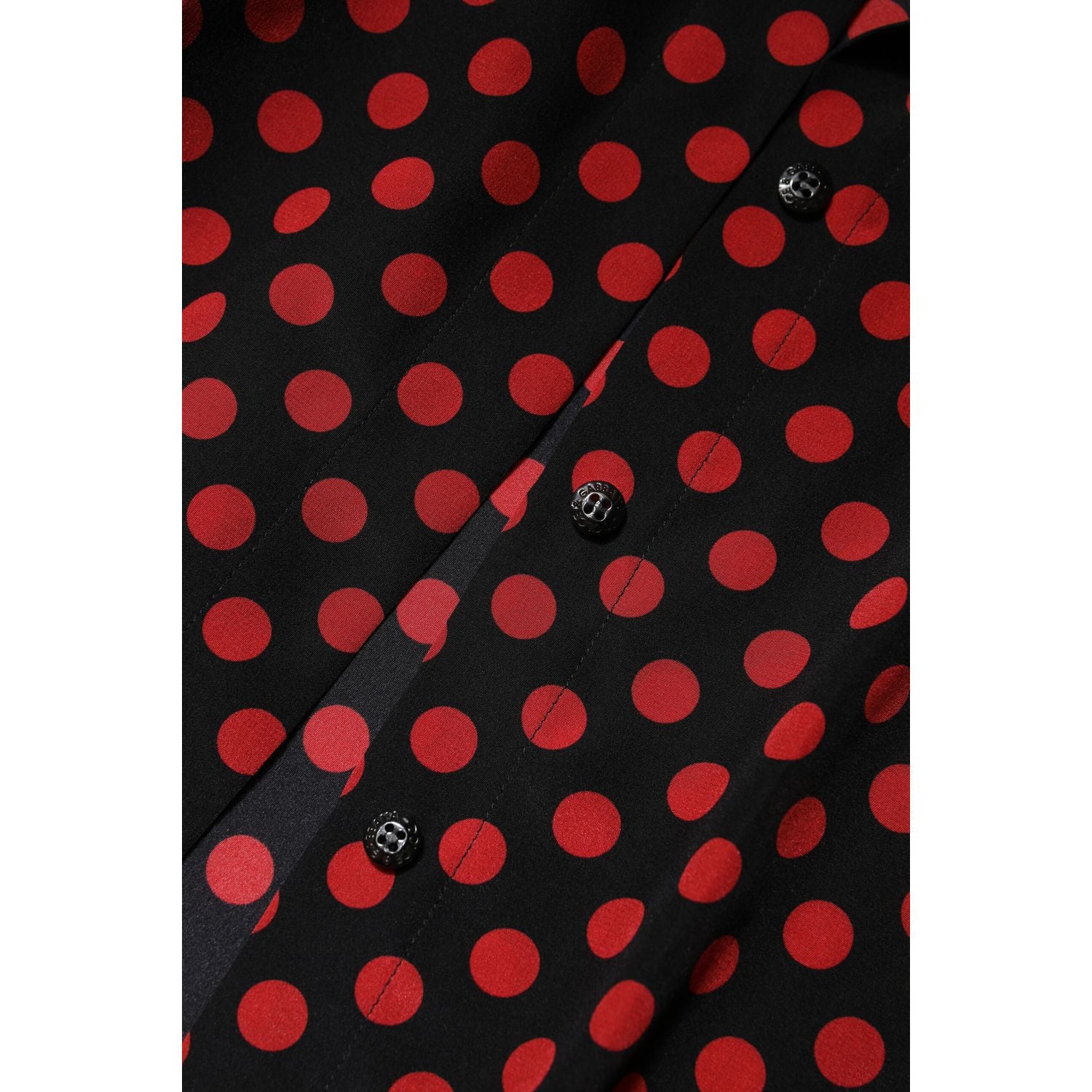 Dolce & Gabbana Black Red Polka Dot Silk Long Sleeves Top