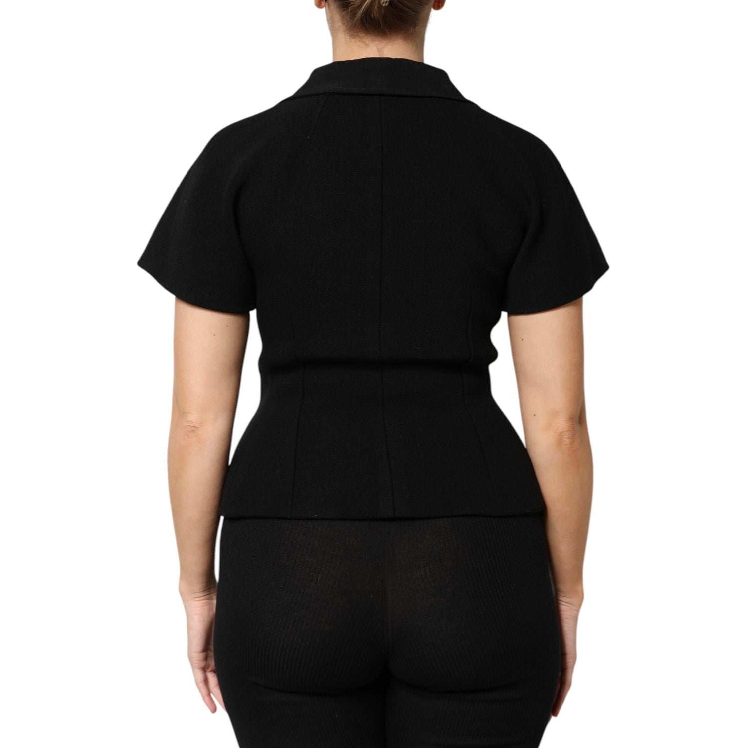 Dolce & Gabbana Black Wool Double Breasted Coat Jacket