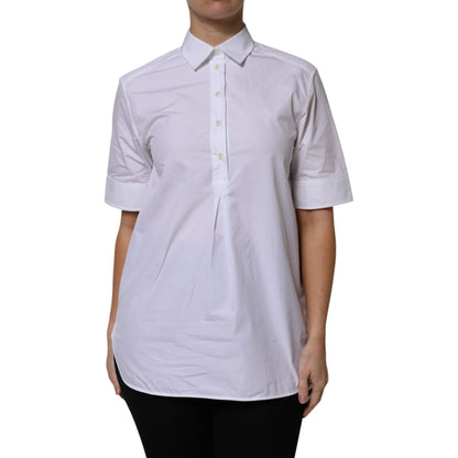 Dolce & Gabbana White Cotton Short Sleeves Collared Polo Top Dolce & Gabbana