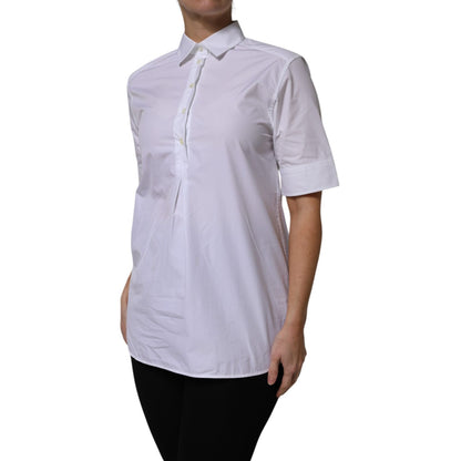 Dolce & Gabbana White Cotton Short Sleeves Collared Polo Top Dolce & Gabbana