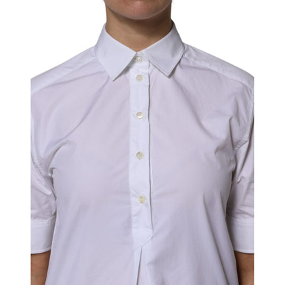 Dolce & Gabbana White Cotton Short Sleeves Collared Polo Top Dolce & Gabbana