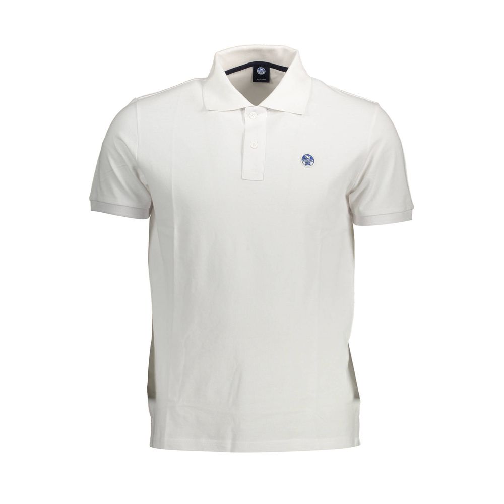 North Sails White Cotton Men Polo Shirt with logo and two-button placket, classic design for modern style.
