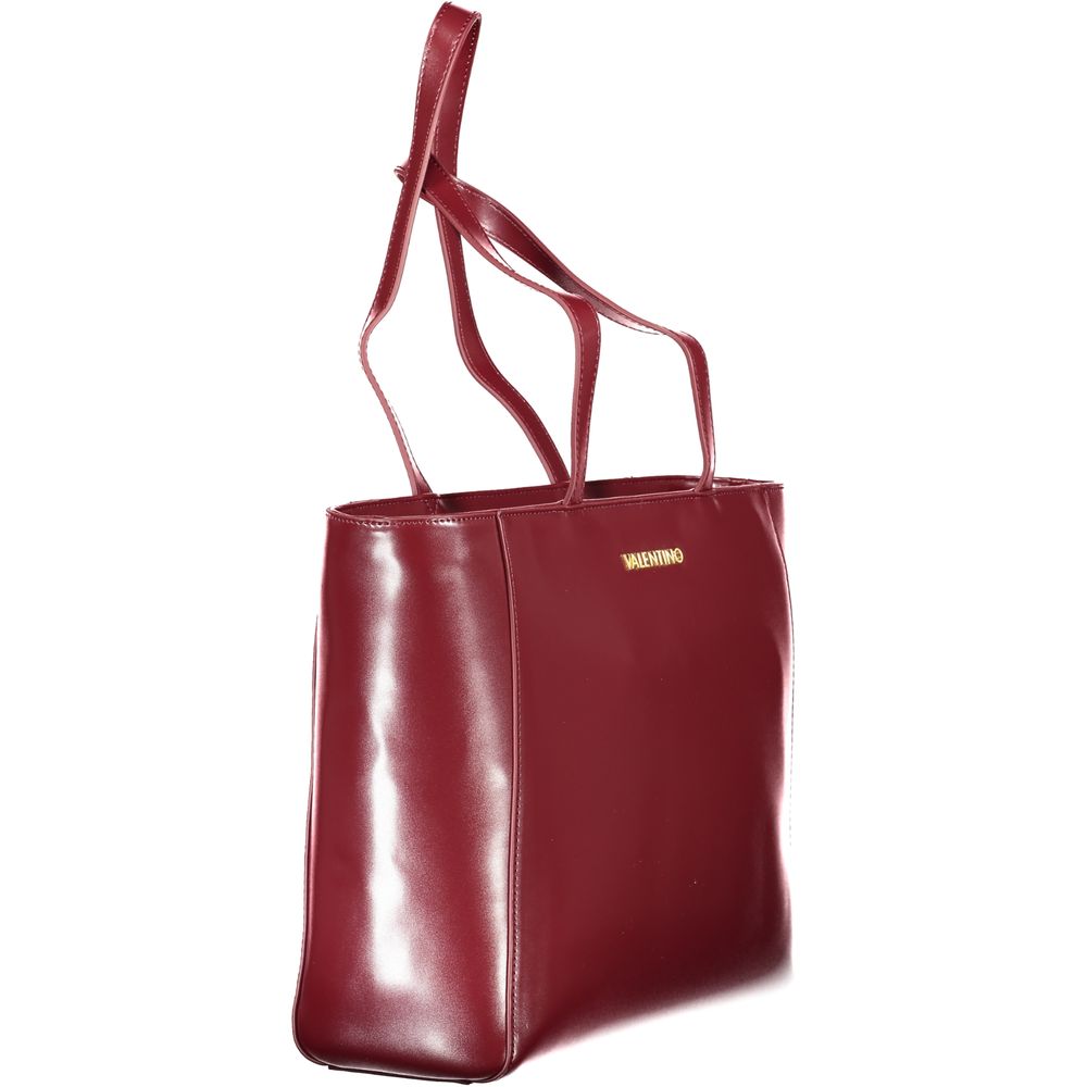 Mario Valentino Red Polyethylene Women Handbag with double handles and logo, featuring internal pockets and sustainable luxury design.