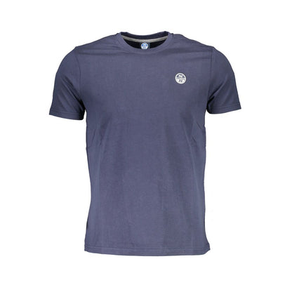 North Sails Blue Cotton Men T-Shirt with logo, crew neck, short sleeves