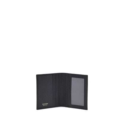 Ferragamo Black Calf Leather Bos Taurus Wallet