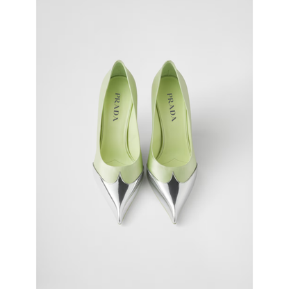 Prada Satin And Metallic Leather Pumps