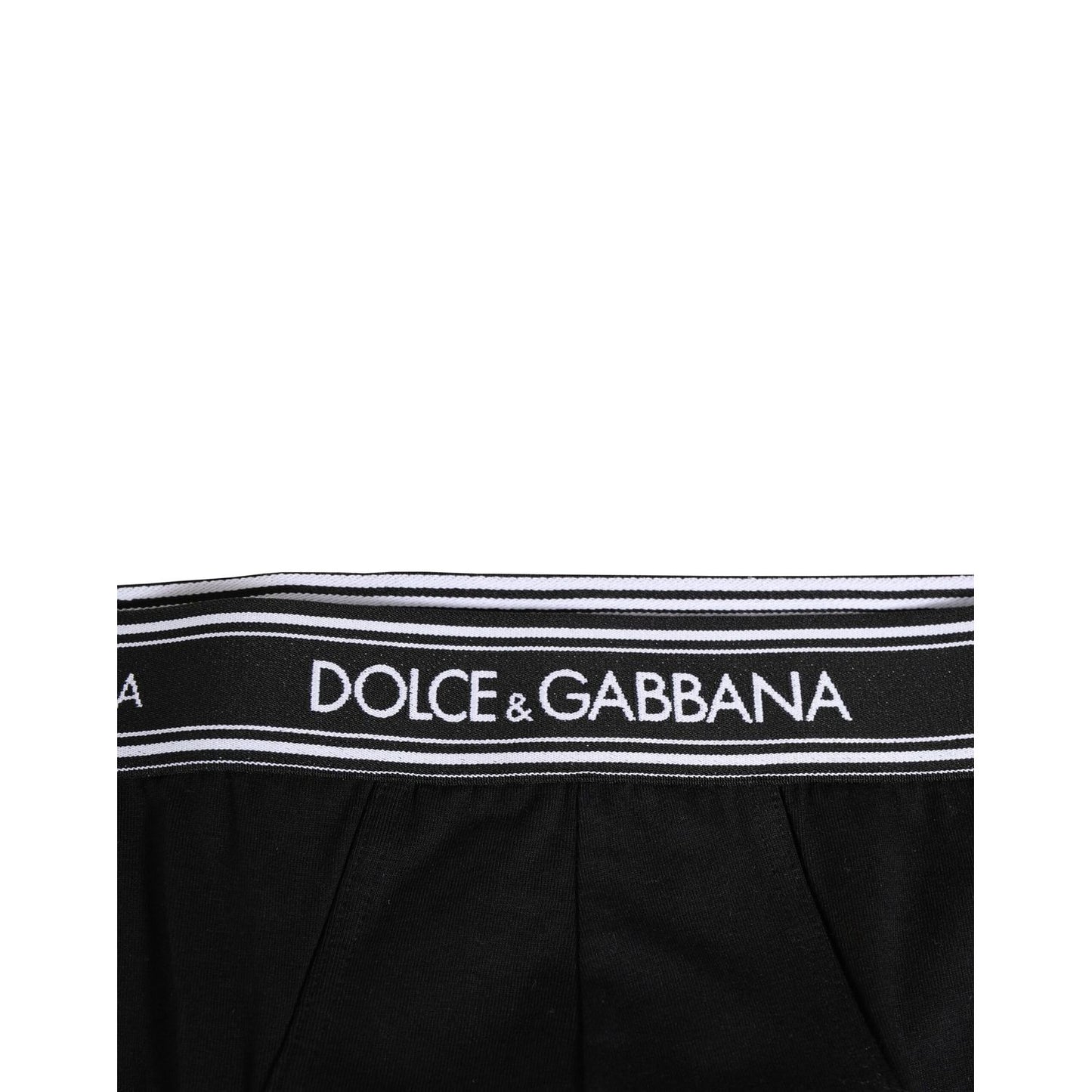 Dolce & Gabbana Black Cotton Stretch Logo Print Brief Underwear Dolce & Gabbana