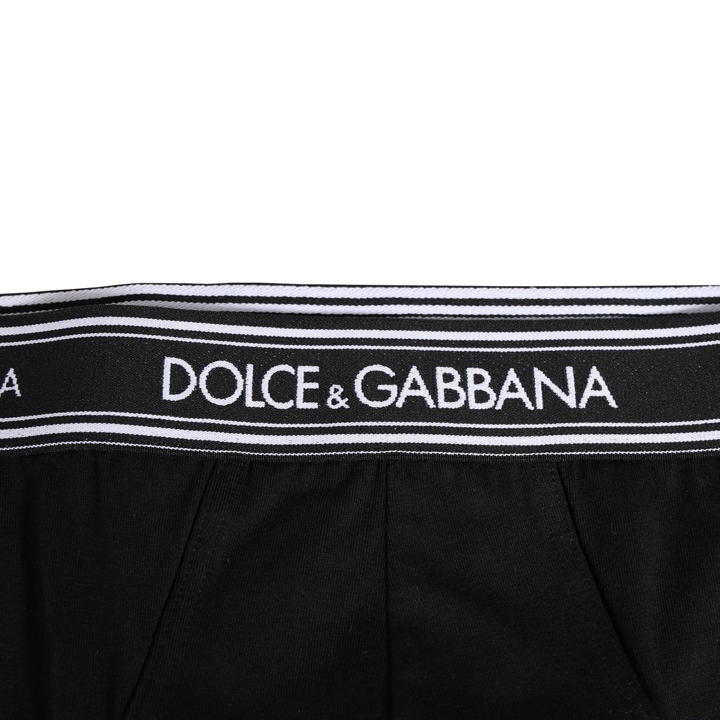 Dolce & Gabbana Black Cotton Stretch Logo Print Brief Underwear Dolce & Gabbana