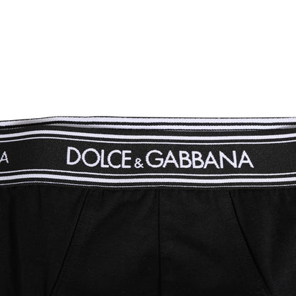 Dolce & Gabbana Black Cotton Stretch Logo Print Brief Underwear Dolce & Gabbana