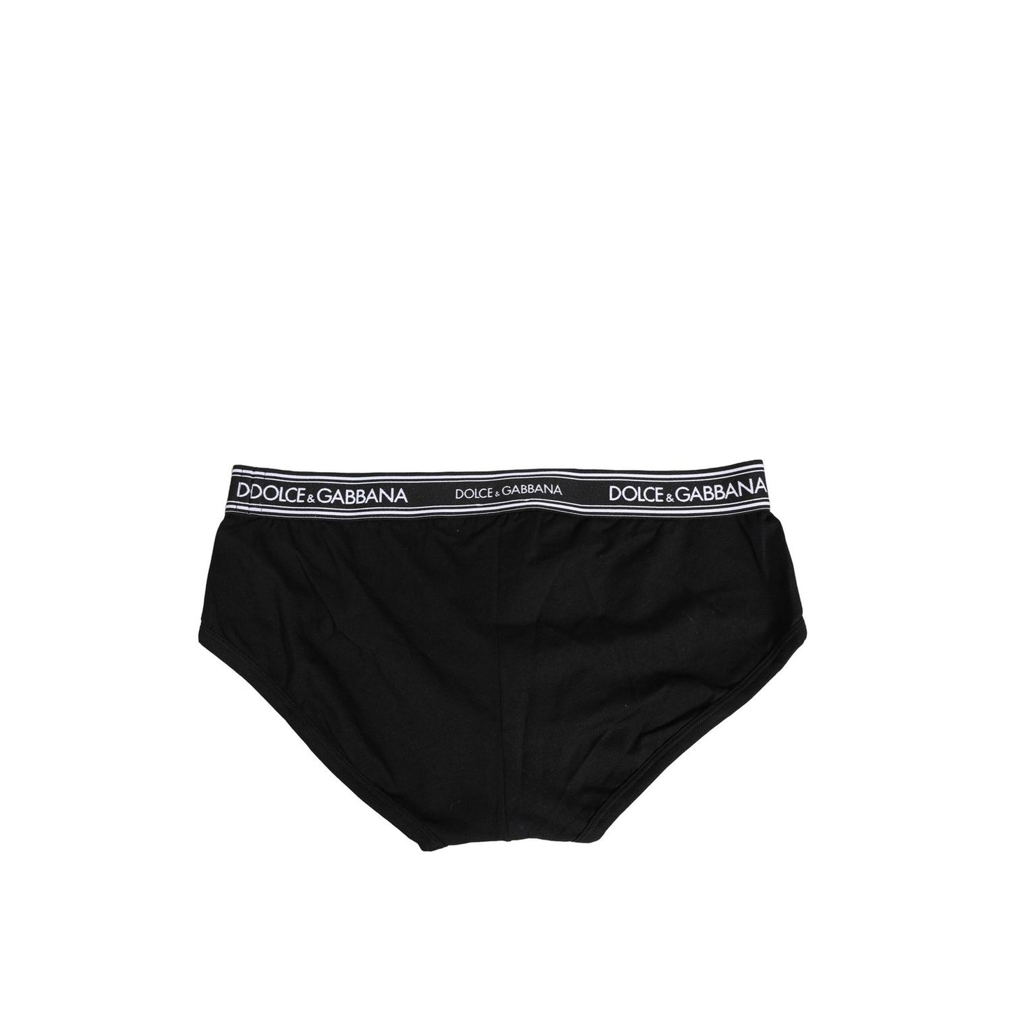 Dolce & Gabbana Black Cotton Stretch Logo Print Brief Underwear Dolce & Gabbana