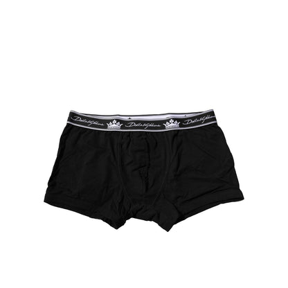 Dolce & Gabbana Black Cotton Stretch Regular Boxer Underwear Dolce & Gabbana