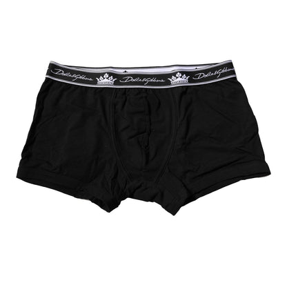 Dolce & Gabbana Black Cotton Stretch Regular Boxer Underwear Dolce & Gabbana